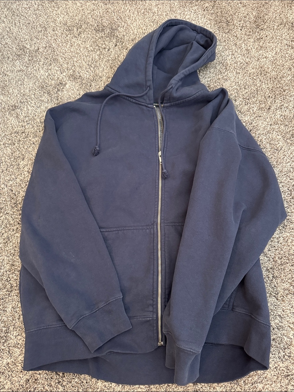 Brandy Melville Navy Full-Zip Hooded Sweatshirt